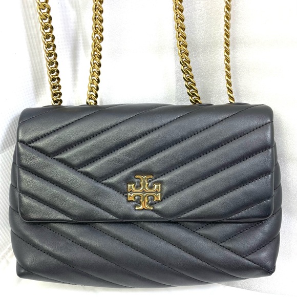 Tory Burch Kira Chevron CONVT SHLDR Bag. Excellent Condition New. Black/Gold. - Picture 4 of 14
